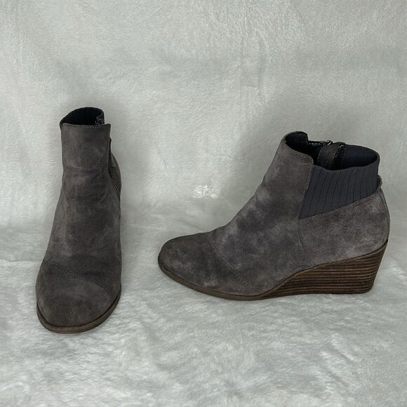 Toms suede Sadie ankle boots women’s 8.5 gray - Picture 1 of 6